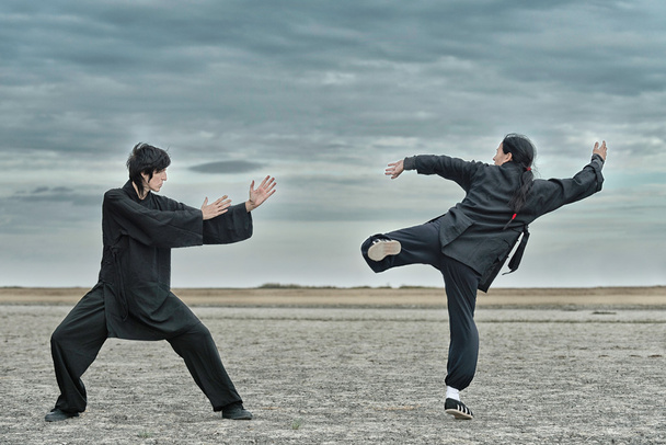 Frauen praktizieren Kung Fu  - Foto, Bild