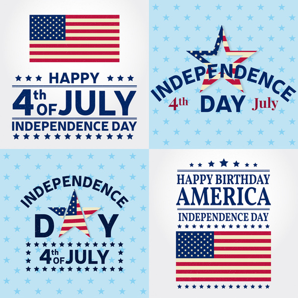 Set of Independence day greeting cards, flyers. Independence day posters. Patriotic banner for website template. Vector illustration. - Vector, Image