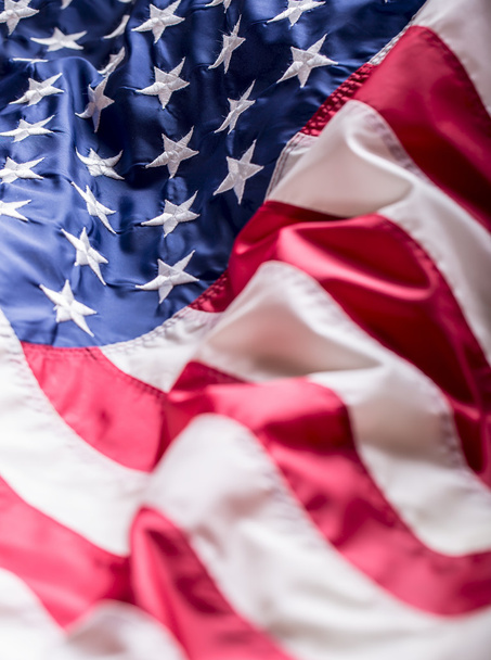 De vlag van de Verenigde Staten. Amerikaanse vlag. Amerikaanse vlag waait de wind. Vierde-4th of July - Foto, afbeelding