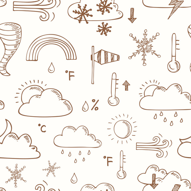 seamless pattern doodle sketch weather icons - Vector, Imagen