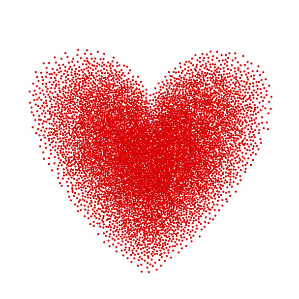 Herz gezeichnet mit Stipppinsel und Tupfen-Elementen. Vektor - Vektor, Bild