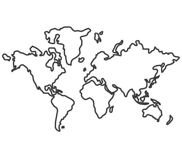 карта мира с различием между иконой суши и моря
 - Вектор,изображение