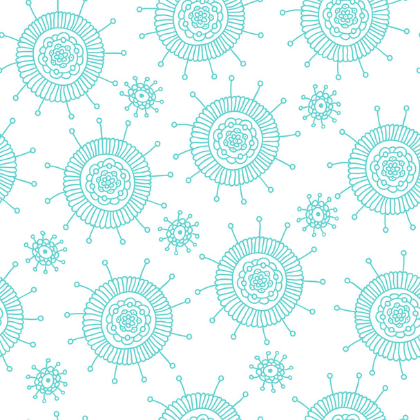  Beautiful blue doodle flower pattern. Abstract cute background. Vector illustration. - Вектор, зображення