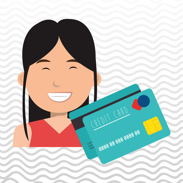 persona de negocios con tarjeta de crédito diseño icono aislado
 - Vector, imagen