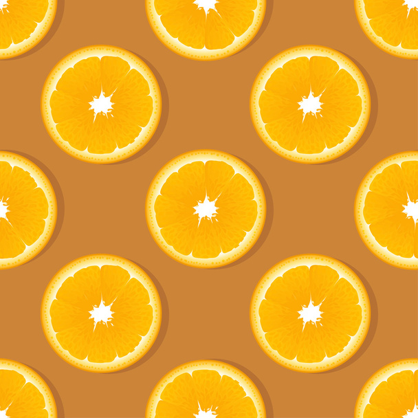 Orange slice fruit seamless pattern. Citrus vector background - Vetor, Imagem
