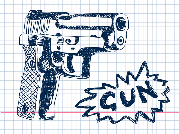 Hand drawn gun Vector - Vector, imagen