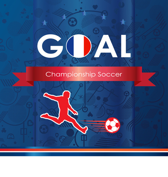 Goal. Goal background. Soccer goal icon. Soccer player. Soccer ball logo. EURO 2016 Abstract soccer goal illustration in blue red color. Football vector UEFA 2016 banner. For Art, Print, Web design. - Vector, Image