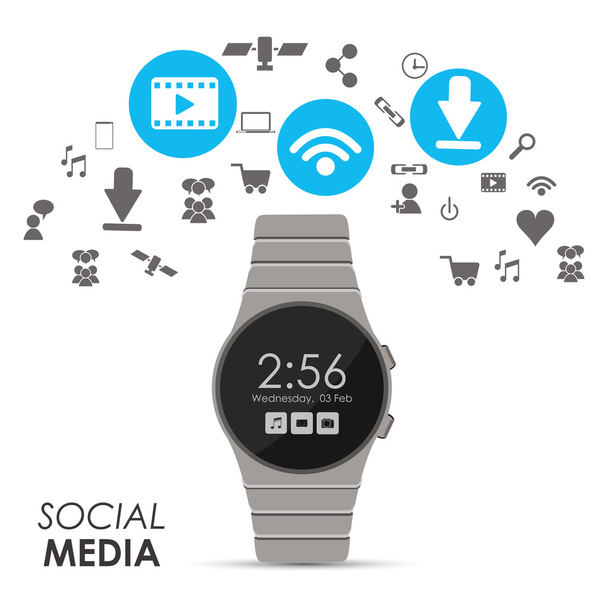 Watch and icon set. Wearable technology design. Vector graphic - Διάνυσμα, εικόνα