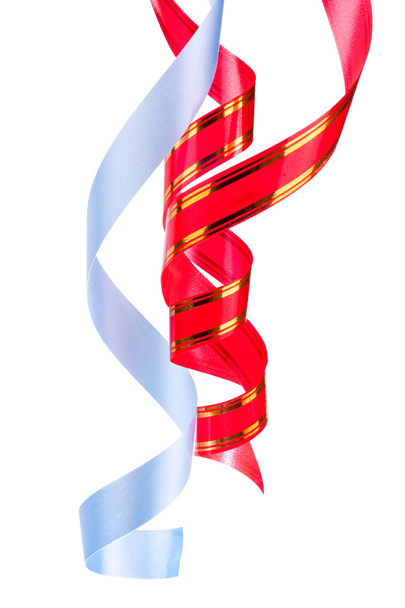 Blue and Red stranded ribbon Isolated on white background - Φωτογραφία, εικόνα