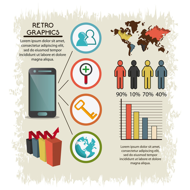 Infographics icon. Retro design. Vector graphic - Vector, Image