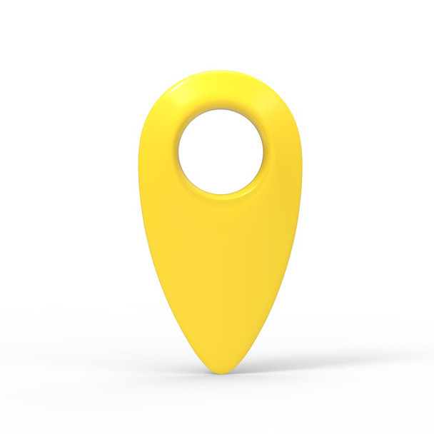 3d rendering yellow map pointer icon isolated with white - Photo, Image