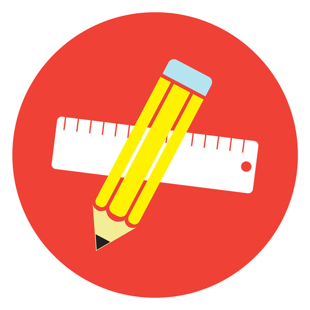 pencil and ruler - Vector, Image