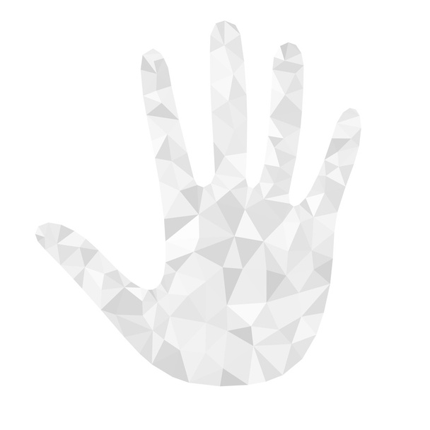 offene Hand Bündel von fünf polygonalen weißen Dreiecken - Vektor, Bild