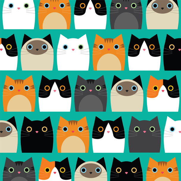 Pattern with cute cats - Vector, imagen