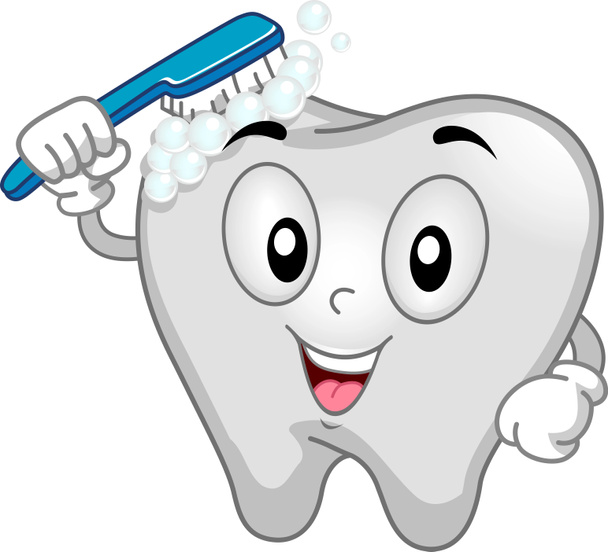 Tooth Mascot Brushing - Foto, afbeelding