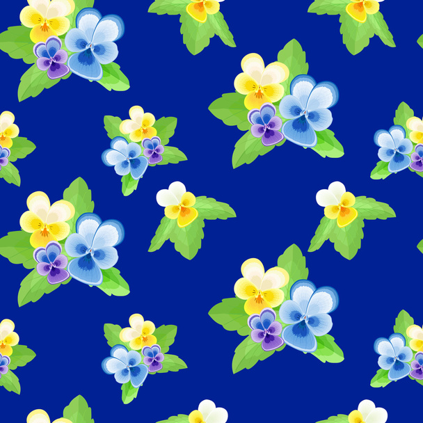 Pansies on blue background 2 - Vektor, Bild