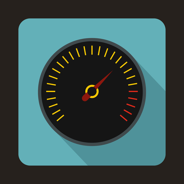 Speedometer with black background icon, flat style - Vettoriali, immagini