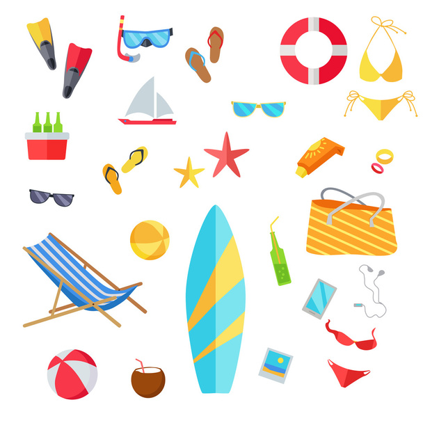 Set of Accessories for the Summer Holidays - Vector, Imagen