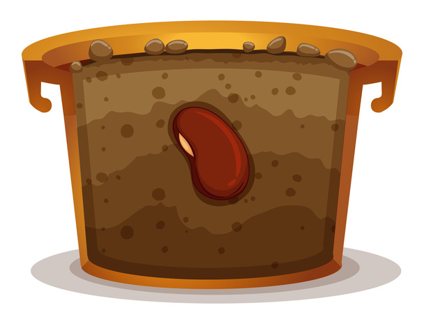 Seed germination in clay pot - Vector, Image