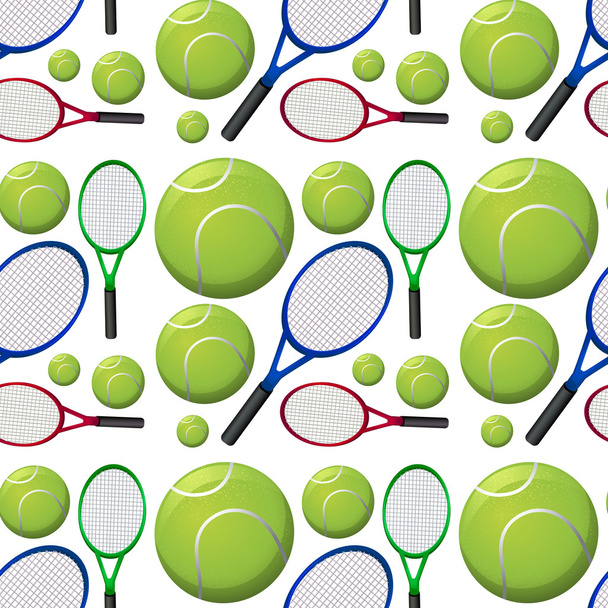 Seamless background with tennis rackets and balls - Vector, Image