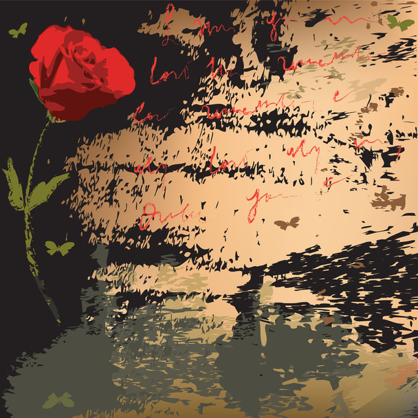 sztuka wektor streszczenie tło z róży, motyle, plamy, splatters, tekst - Wektor, obraz