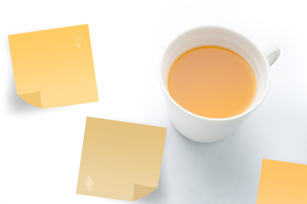 orange juice with post it paper. - Photo, Image