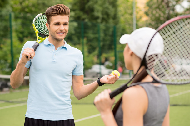 Professional two athletes ready to play tennis - Photo, Image