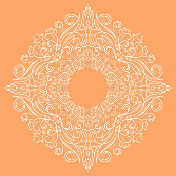 Floral scroll frame. Decor floral mandala. Vector illustration. - Vektör, Görsel