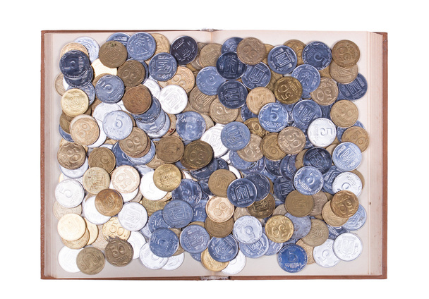 Libro abierto con monedas
 - Foto, imagen