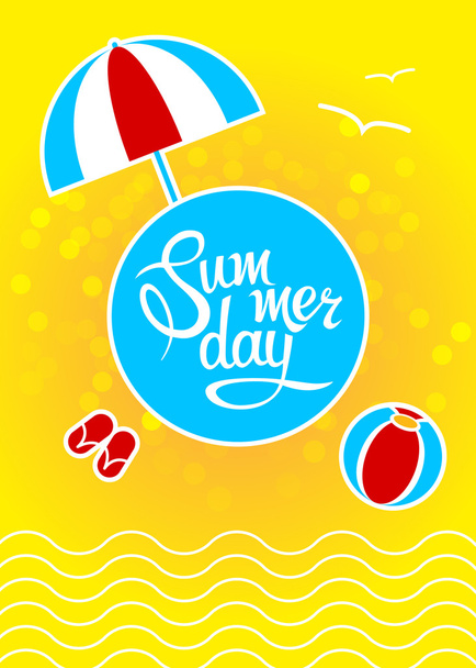 Design template with lettering summer day - Вектор, зображення
