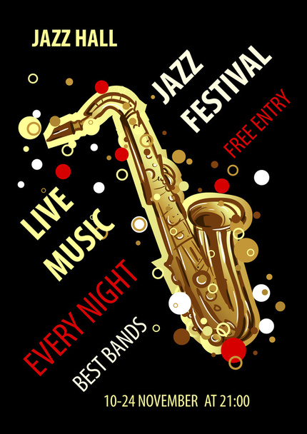 Плакат фестиваля ретро-джаза
 - Вектор,изображение