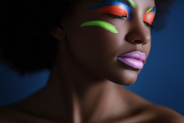 African girl with creative makeup - Photo, Image