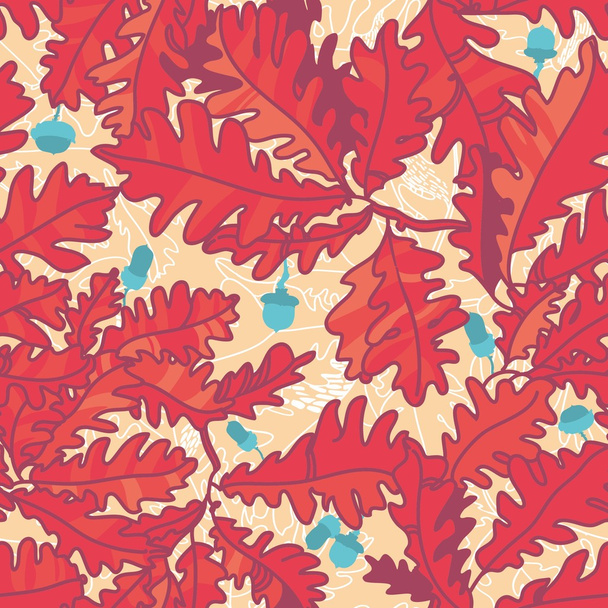 Autumn background with oak leaves , seamless pattern - Vector, afbeelding