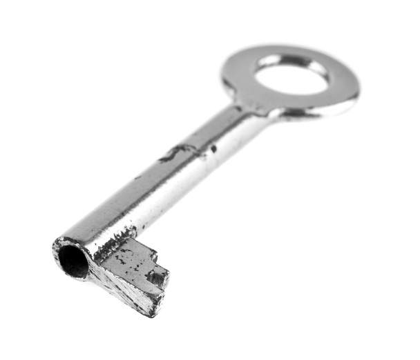 régi kulcs egy elszigetelt fehér háttér - Fotó, kép