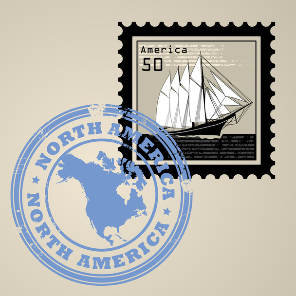 North America stamp - Wektor, obraz