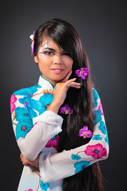 Beautiful asian woman wears a national dress - Zdjęcie, obraz