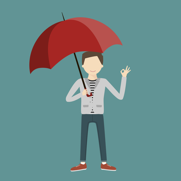 Деловой человек с зонтиком
 - Вектор,изображение