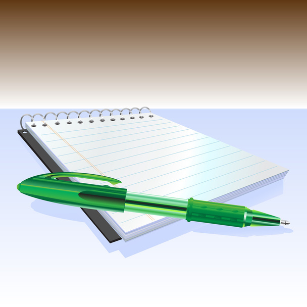 elegant pen and notebook - Wektor, obraz