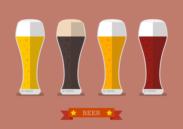 Quattro bicchieri di diverse birre icona
 - Vettoriali, immagini