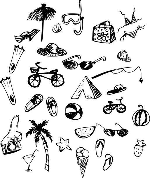 Set of summer, vacation sketches - Vector, afbeelding