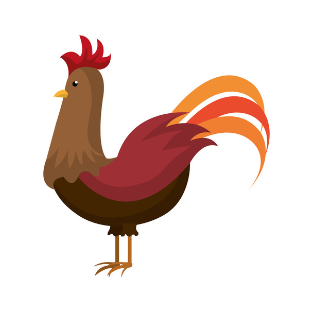 Rooster farm animal cartoon icon. - Vector, Image