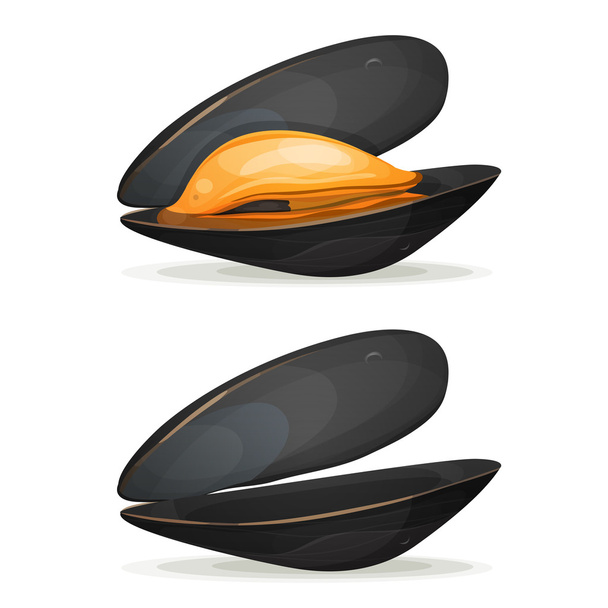 Mussels Set With Empty And Full Sample - Vector, Image