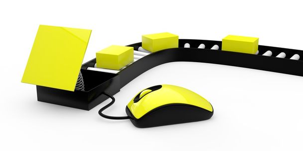 Yellow 3d mouse with boxes - Photo, Image