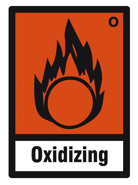 güvenlik tehlike işareti tehlikeli bir kimyasal kimya oksitleyici imzalamak - Vektör, Görsel