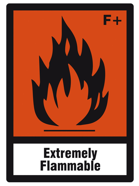 Biztonsági jel veszély jel veszélyes vegyi kémia fokozottan tűzveszélyes - Vektor, kép