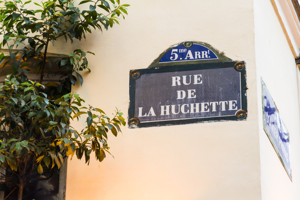 Paris old street sign Rue De La Huchette - Fotó, kép