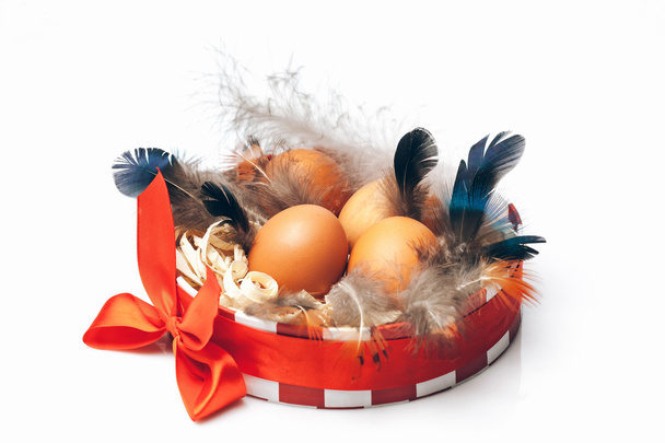 Eggs in decorative round box - Photo, Image