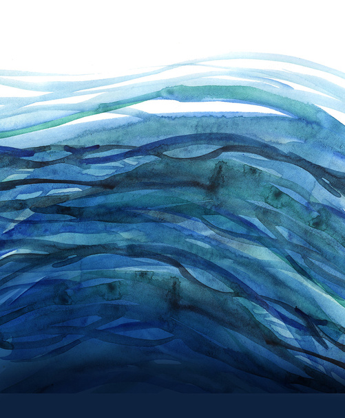 fundo oxeano profundo. ilustração aquarela do mar. água azul h
 - Foto, Imagem
