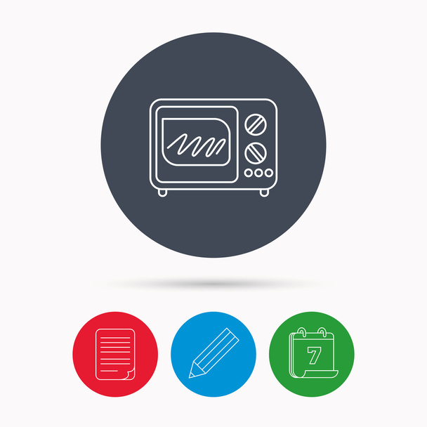 Microwave oven icon. Kitchen appliance sign. - Wektor, obraz