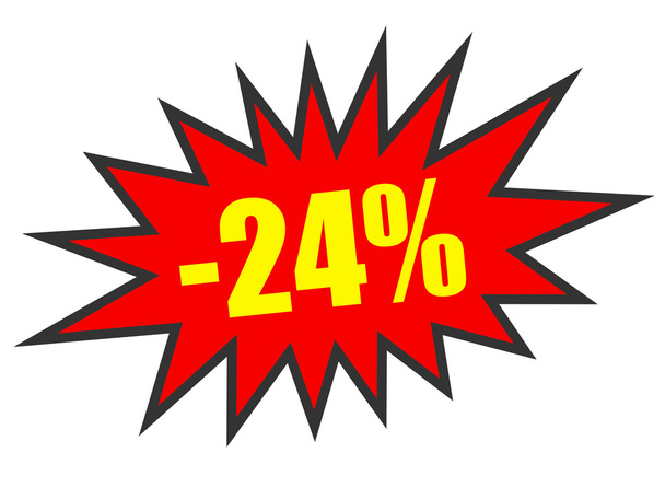 Discount 24 percent off. 3D illustration on white background. - 写真・画像